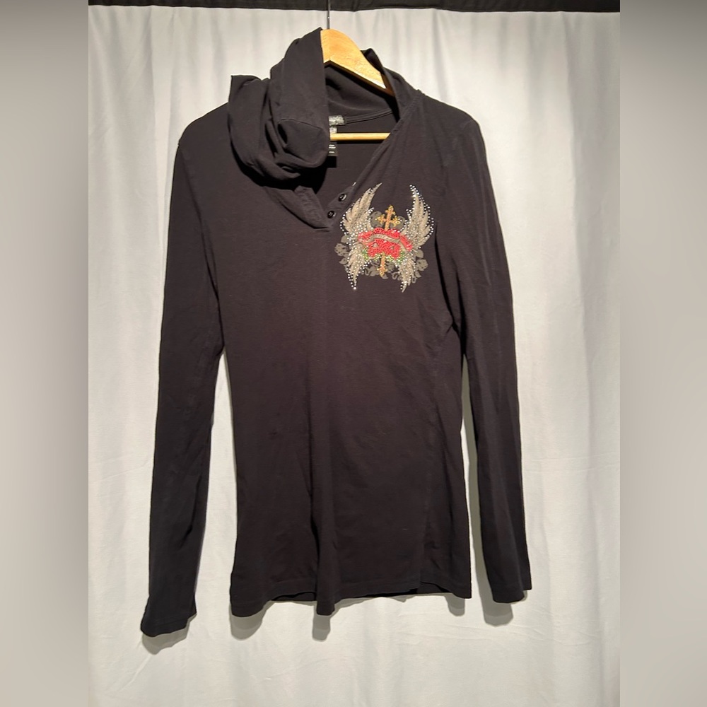 Ladies, long sleeve, hooded top size large